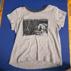 Brandy Melville Gray Radio Silence Crop Tee